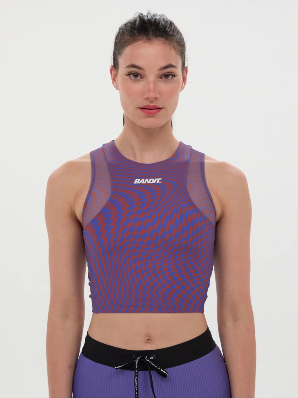 Bandit Purple-Red Optical Crop Tank Top